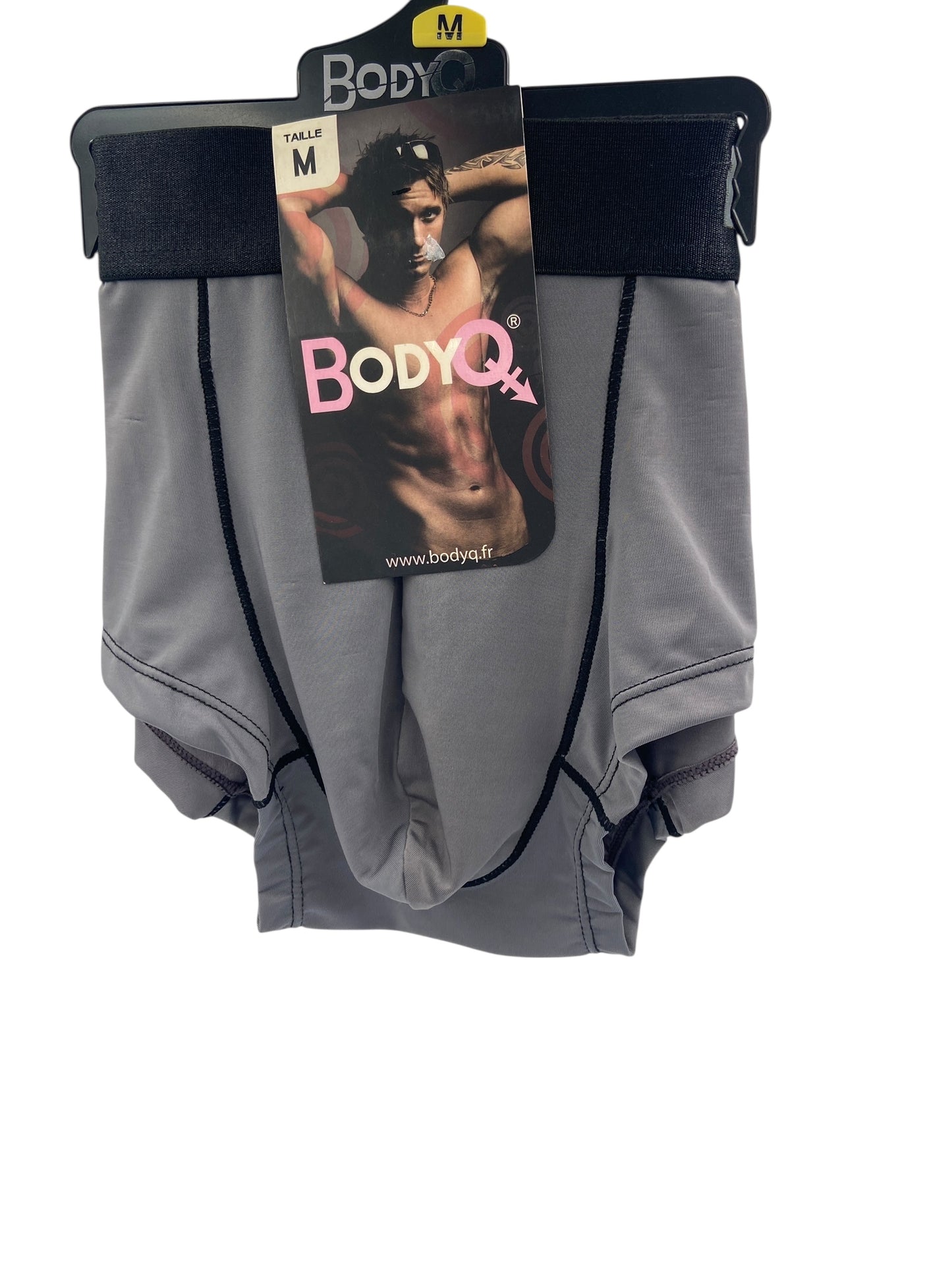 BodyQ Male Lingerie - Sexy Men’s Underwear Boxer – Light Grey Black Band- XS S M