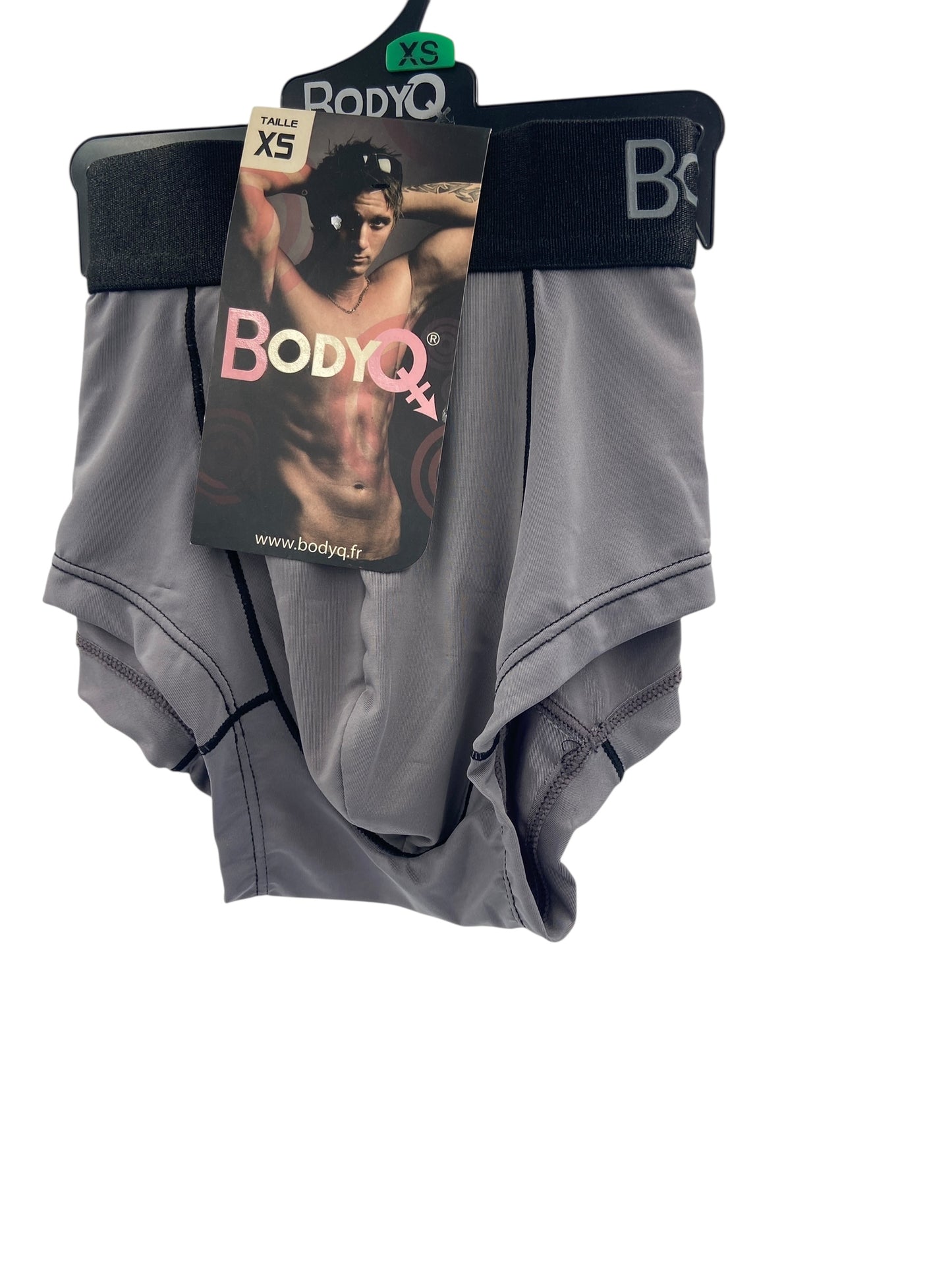 BodyQ Male Lingerie - Sexy Men’s Underwear Boxer – Light Grey Black Band- XS S M