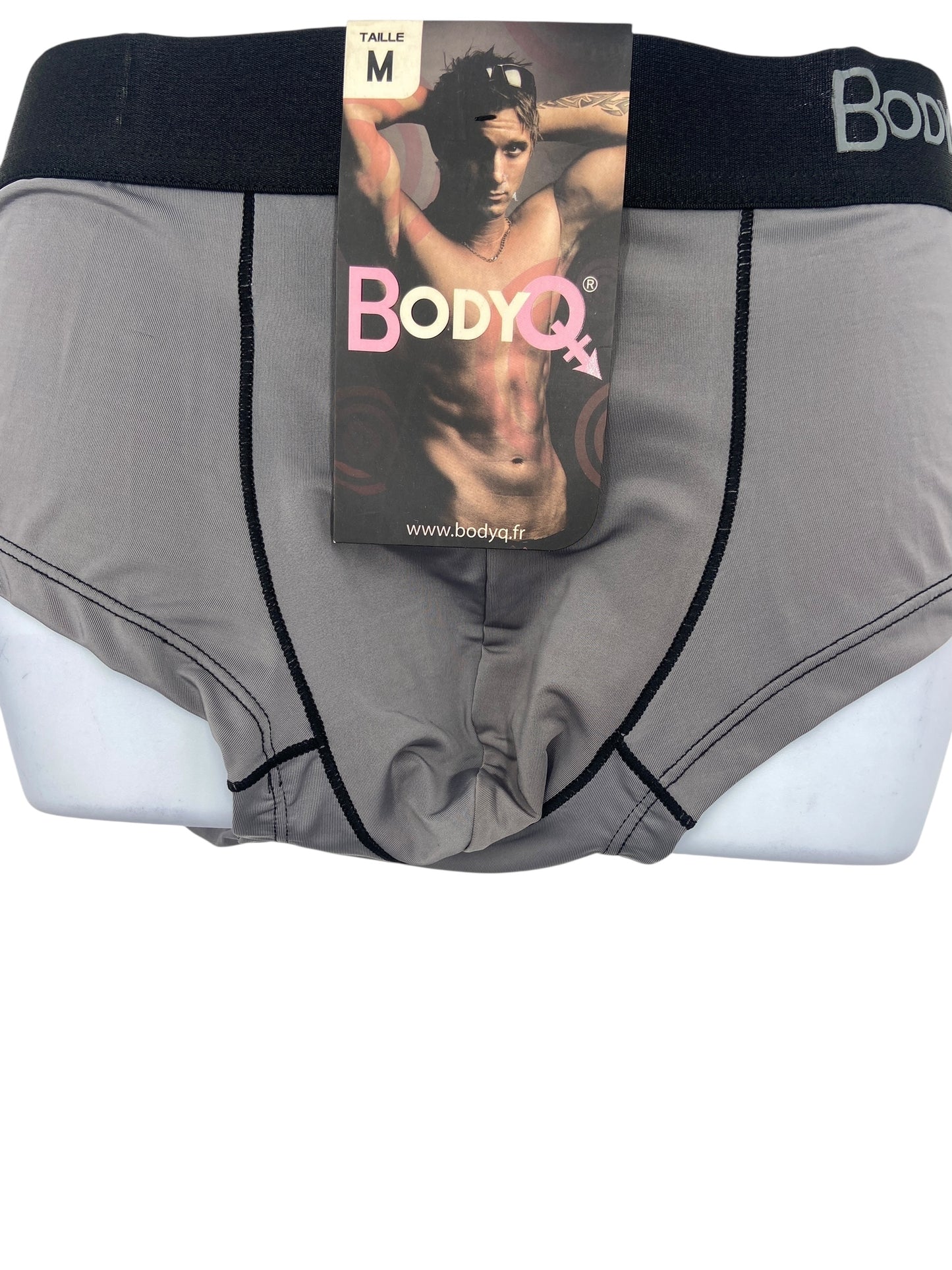 BodyQ Male Lingerie - Sexy Men’s Underwear Boxer – Light Grey Black Band- XS S M