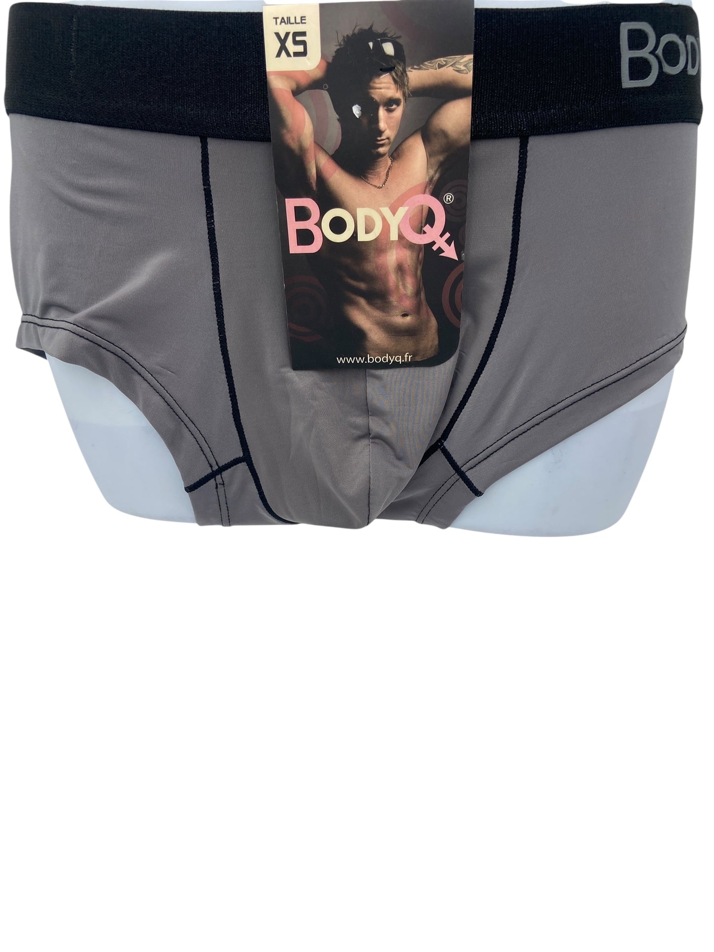 BodyQ Male Lingerie - Sexy Men’s Underwear Boxer – Light Grey Black Band- XS S M