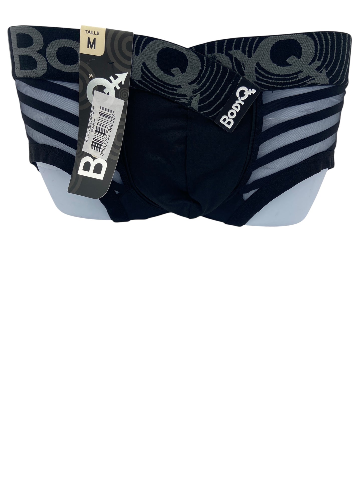 BodyQ Male Lingerie - Sexy Men’s Underwear Boxer – Black Net Stripes - S M L