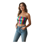 Kinky Glossy Rainbow Strapless Slim Top