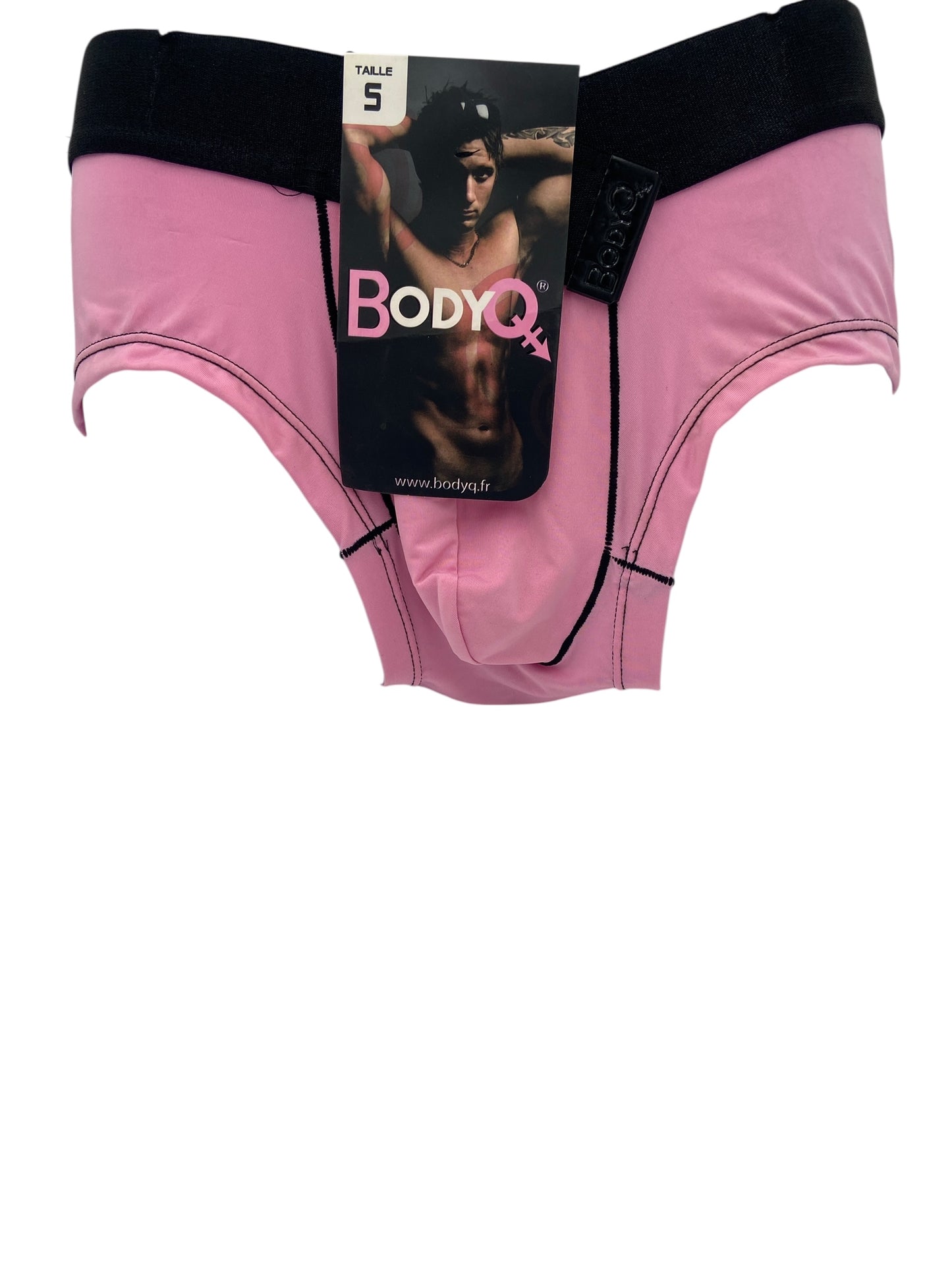 BodyQ Male Lingerie - Sexy Men’s Underwear Boxer – Pink Black Band - XS S