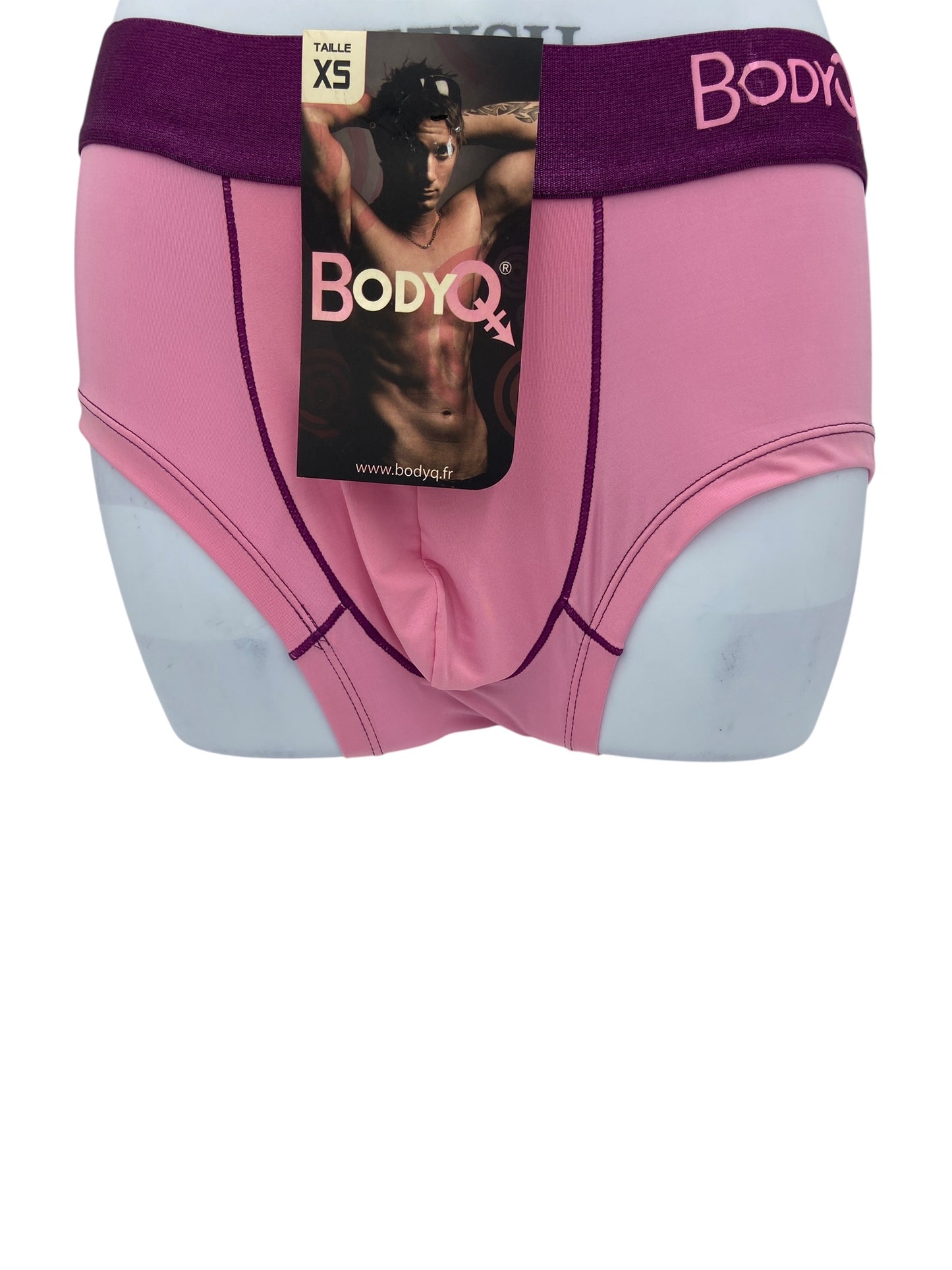 BodyQ Male Lingerie - Sexy Men’s Underwear Boxer – Pink Purple Band - XS S L