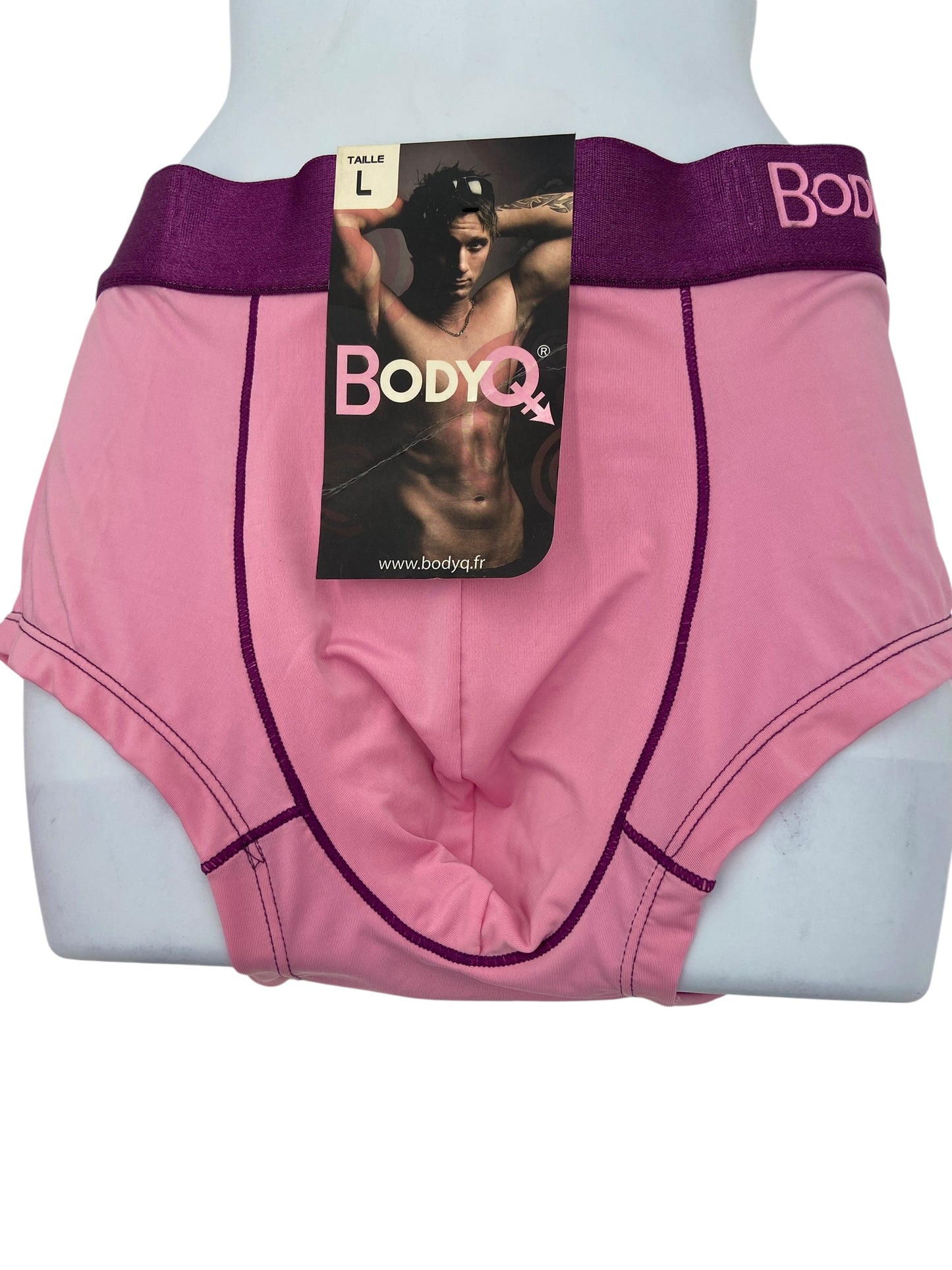 BodyQ Male Lingerie - Sexy Men’s Underwear Boxer – Pink Purple Band - XS S L