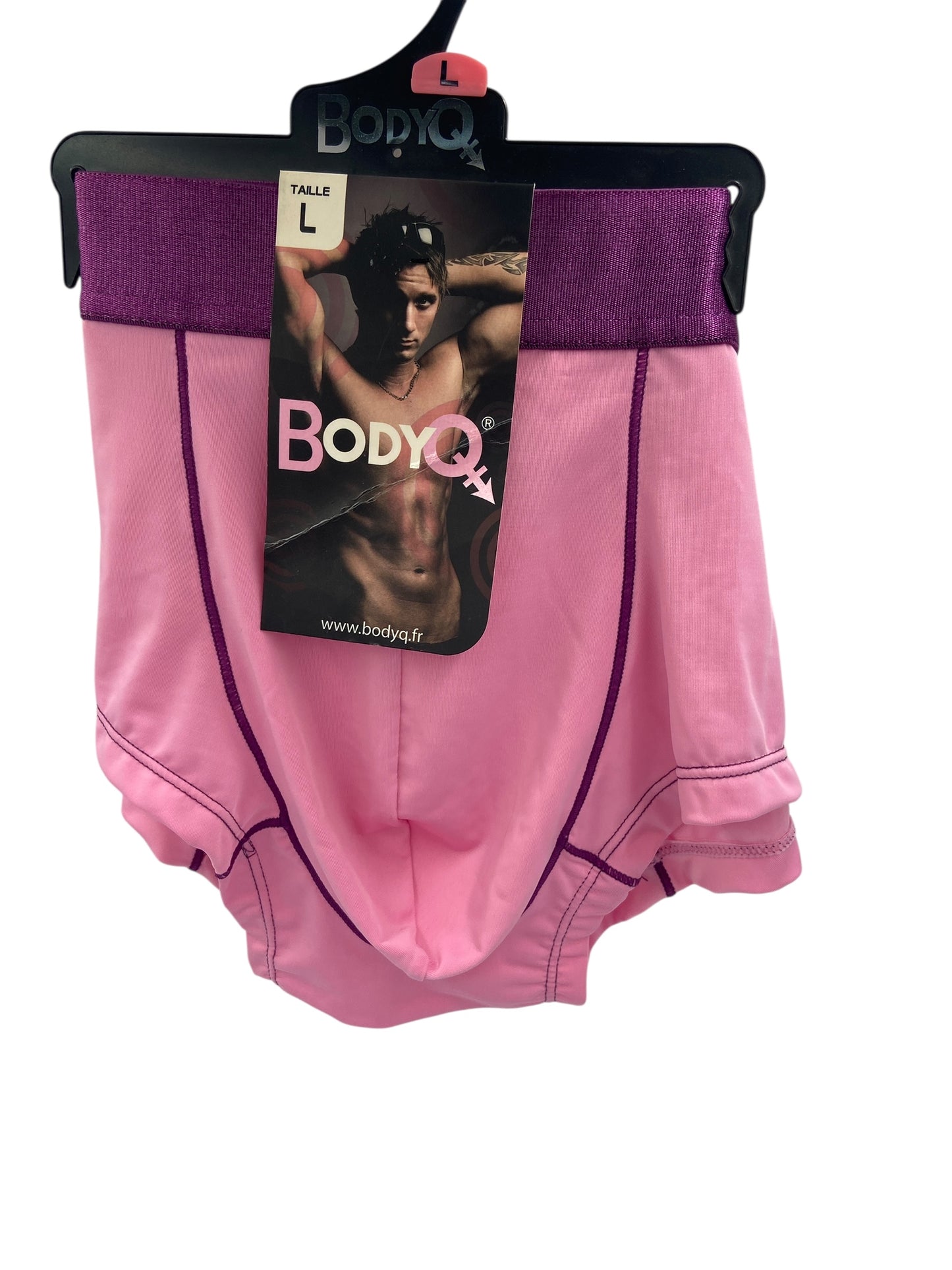 BodyQ Male Lingerie - Sexy Men’s Underwear Boxer – Pink Purple Band - XS S L