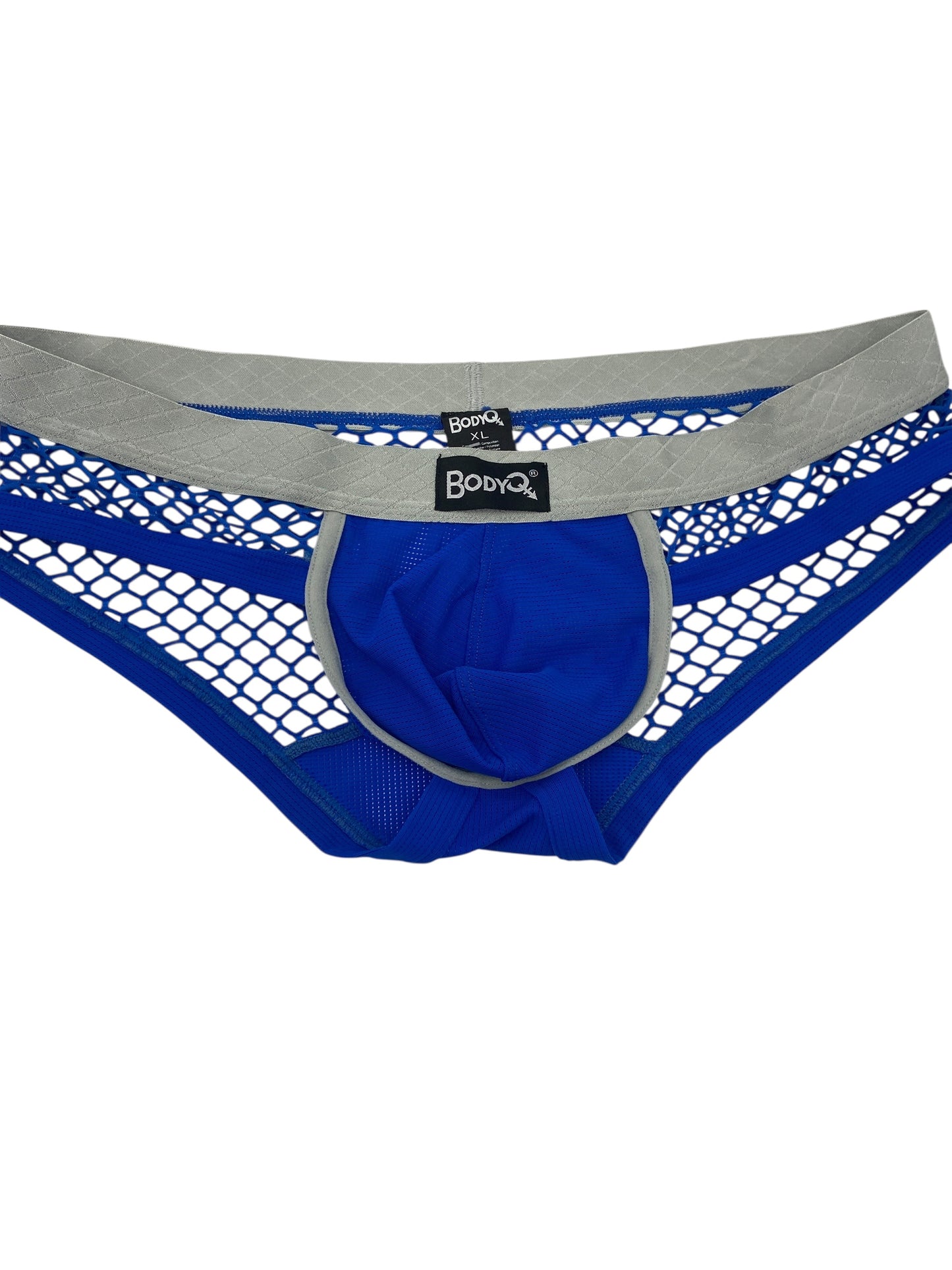 BodyQ Male Lingerie - Sexy Men’s Underwear Boxer – Blue Fishnet -  L XL