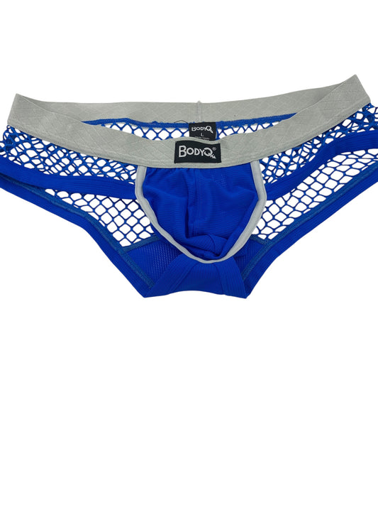 BodyQ Male Lingerie - Sexy Men’s Underwear Boxer – Blue Fishnet -  L XL