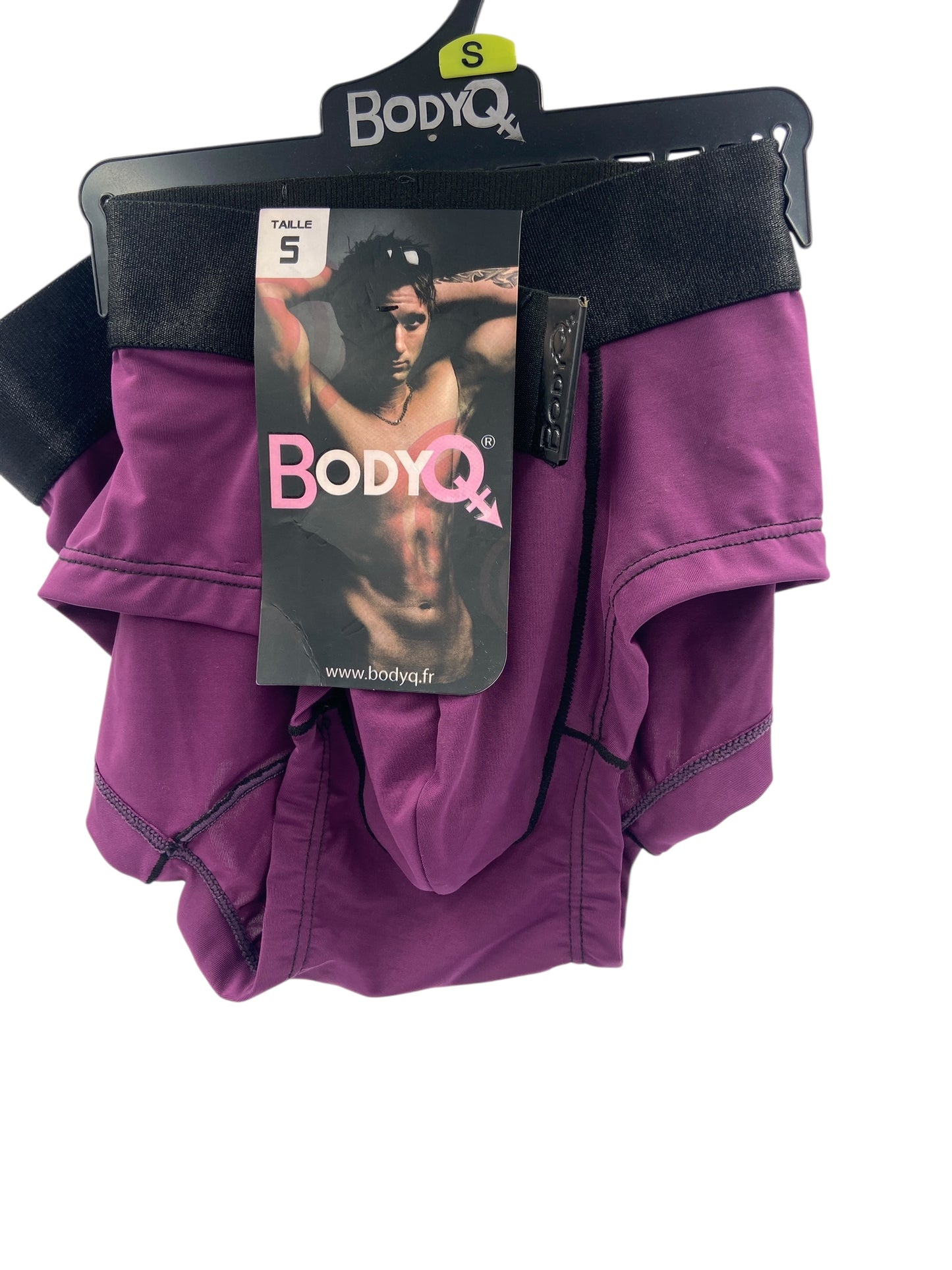 BodyQ Male Lingerie - Sexy Men’s Underwear Boxer – Purple Black Band - S