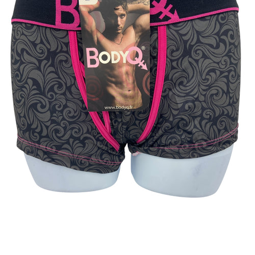 BodyQ Male Lingerie - Sexy Men’s Underwear Boxer – Light Grey Pink Access - S