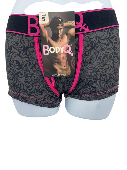 BodyQ Male Lingerie - Sexy Men’s Underwear Boxer – Light Grey Pink Access - S