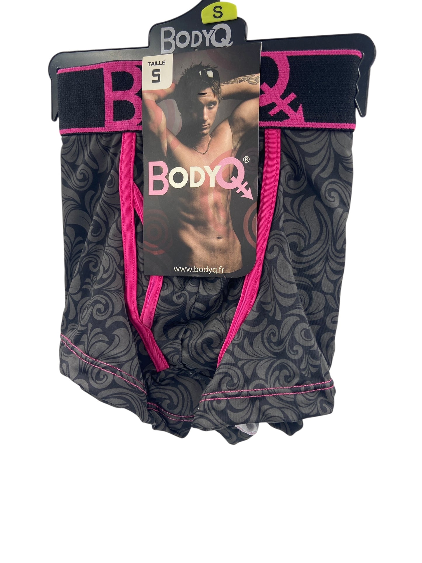 BodyQ Male Lingerie - Sexy Men’s Underwear Boxer – Light Grey Pink Access - S