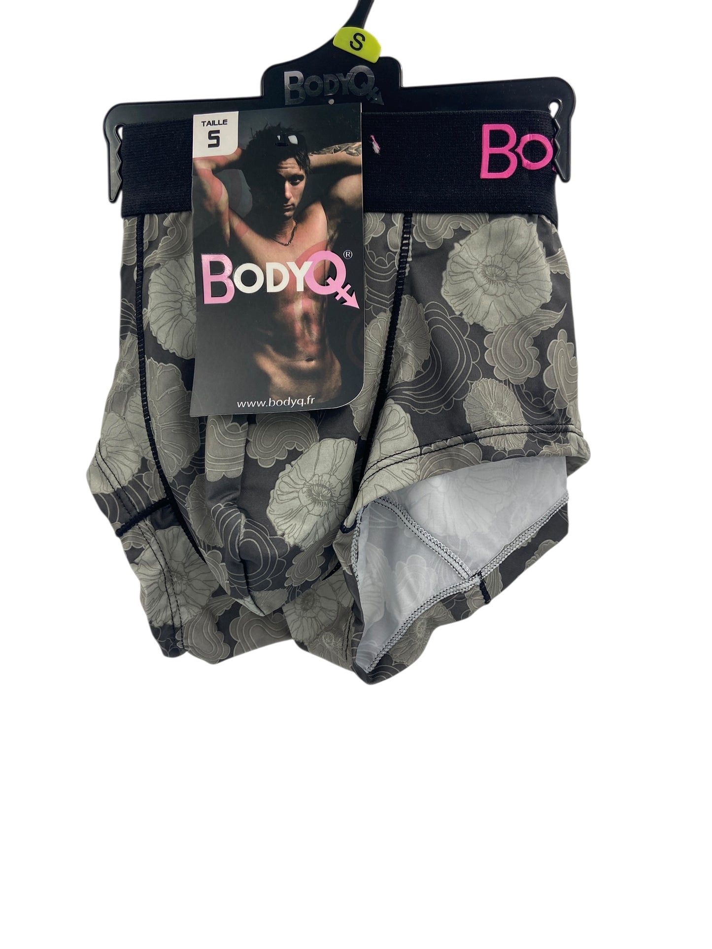 BodyQ Male Lingerie - Sexy Men’s Underwear Boxer – Light Grey Black Band - XS - S
