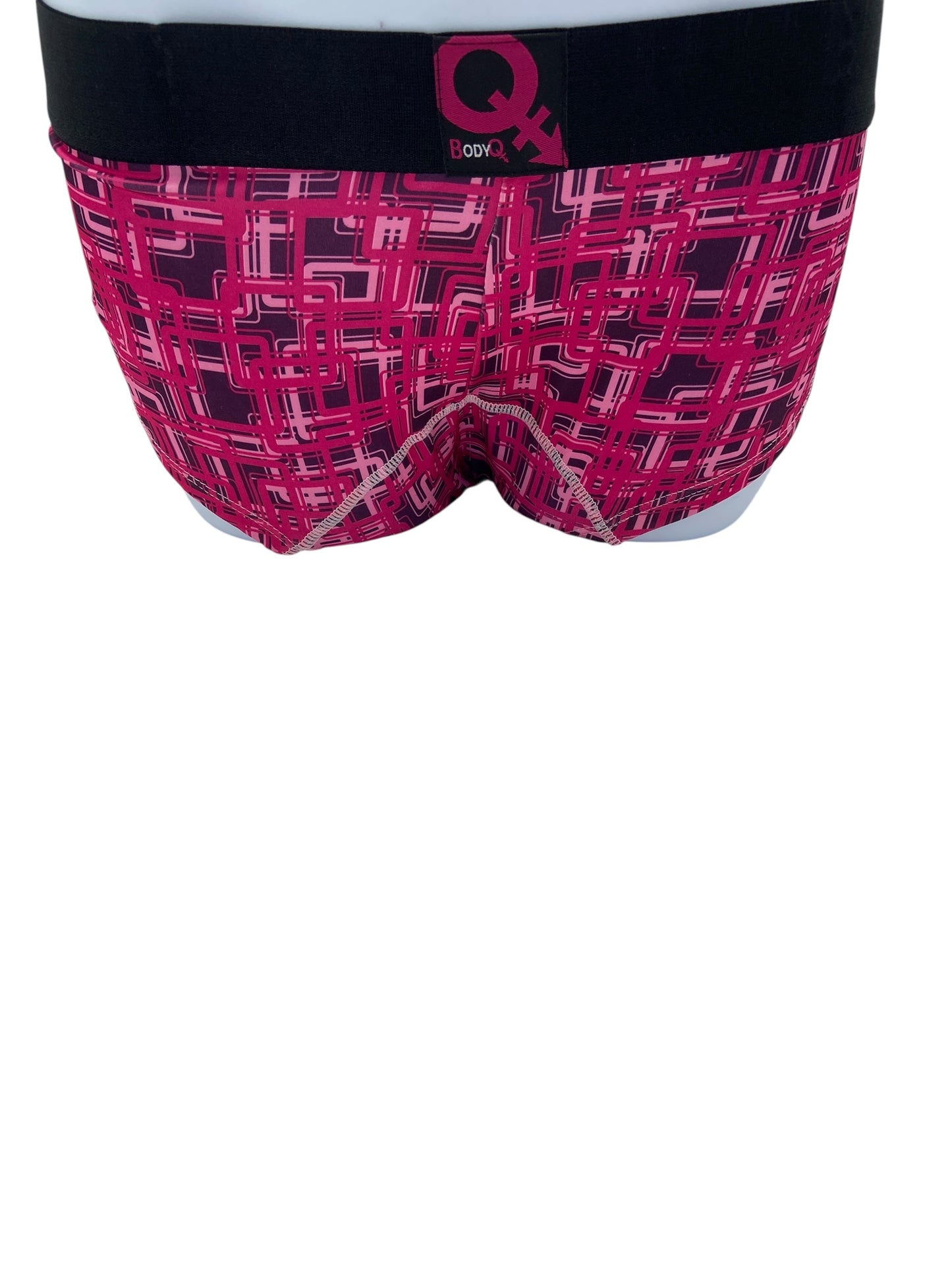 BodyQ Male Lingerie - Sexy Men’s Underwear Boxer – Pink 2 Colour Black Band - XS S