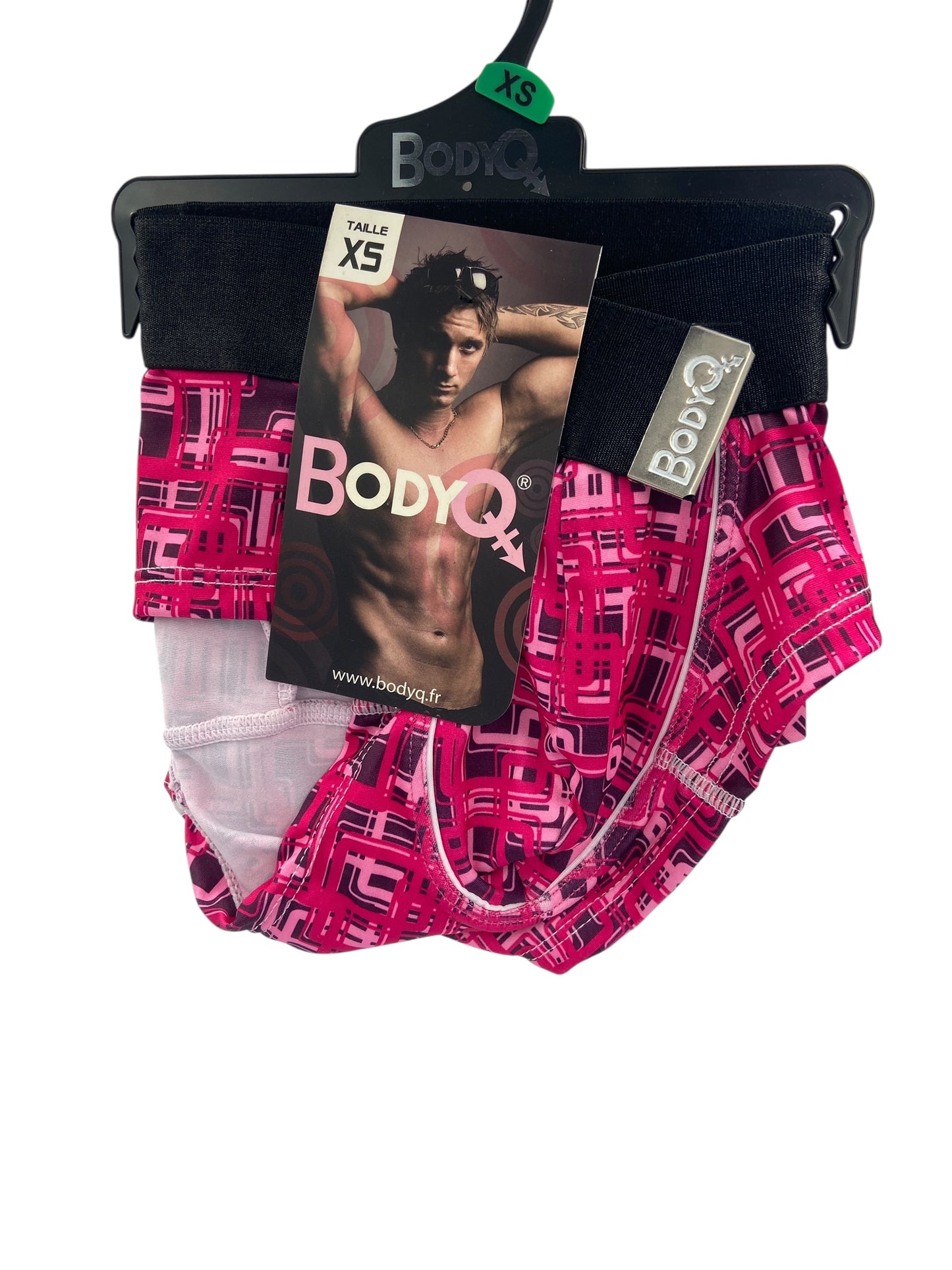 BodyQ Male Lingerie - Sexy Men’s Underwear Boxer – Pink 2 Colour Black Band - XS S