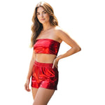 Combi Deal Kinky Glossy Strapless Red Top With Matching Boxer
