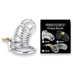 Power Escorts - BR88 - Prison Break - Metal Cock Cage - Silver - Small / Medium / Large - Stylish Colour Box