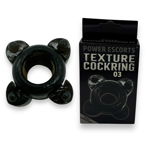 Power Escorts - BR286 - Texture Cockring 03 - Black - Extra Stretchable