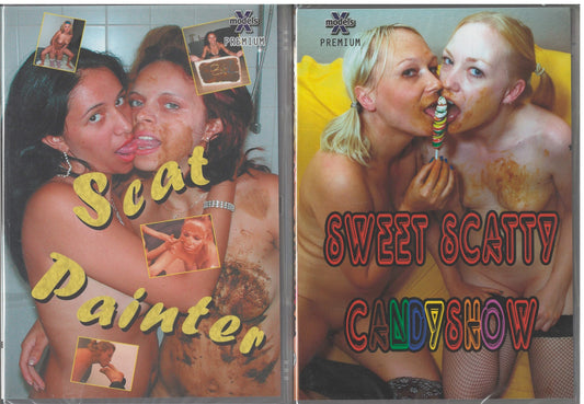 DVD - shit - 2 titles - xmodels - Scat Painter / Sweet Scatty Candyshow - 2 real shit titles