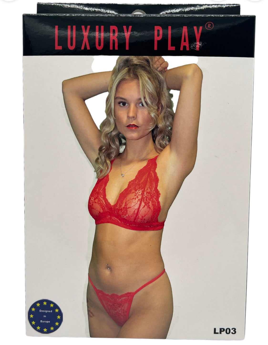 Luxury Play Sexy Bra plus Thong - Medium Size - Red - LP03
