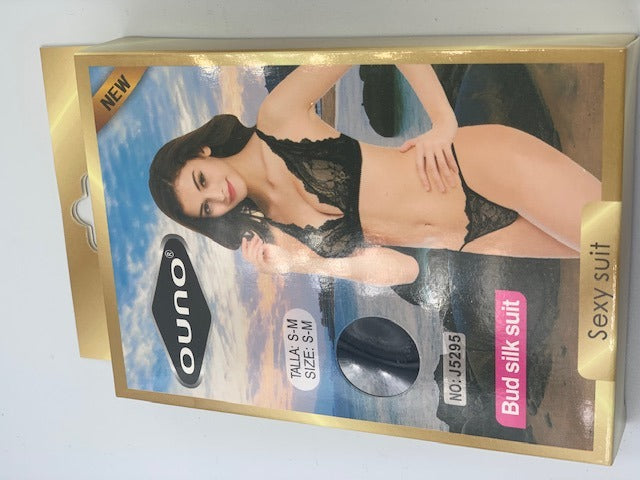 Ouno - J5295 - Sexy lingerie set - 2 parts - size S/M - Black - Colour giftbox