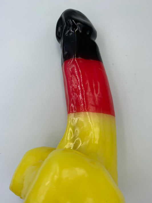 Hydas - Penis Candle - German Decoration Power - Kinky Candle - Big size 20 cm - Dia 10 cm - Black with yellow - Bulk Pack - NO Colour box - Gift item - art. hydascandle