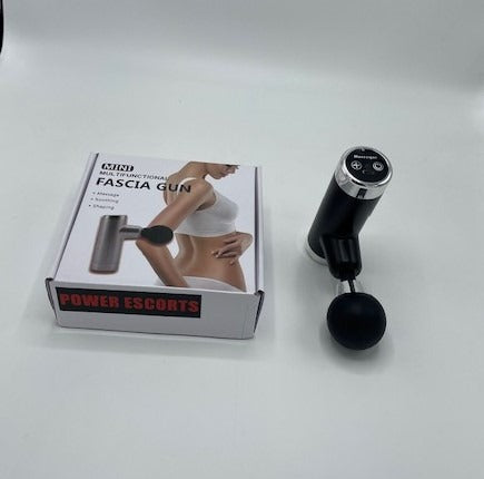 Power Escorts - FG01 - Powerfull - Fascia Massage Gun - Mini Massage gun - Rechargeable - 1 extra exchangeable Intim part - must for horny female or male  and must for all sports woman or man - extra Intim Attachment  - ideal for sporters - Trendy black