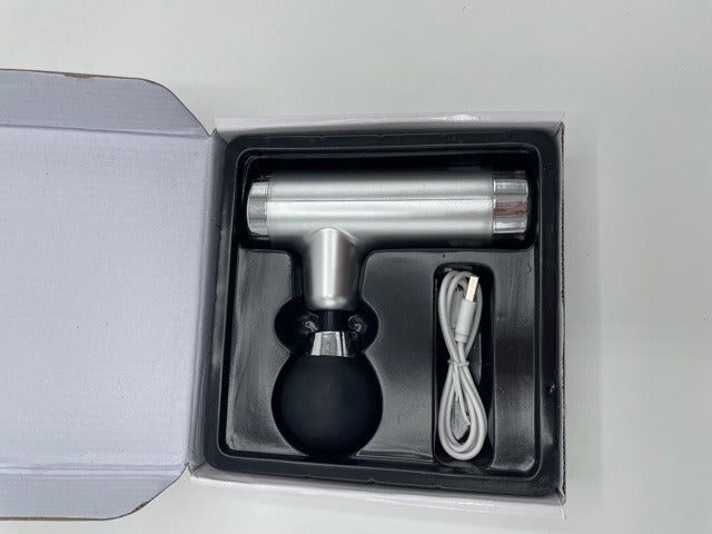 Power Escorts - FG01 - Powerfull - Fascia Massage Gun - Mini Massage gun - Rechargeable - 1 extra exchangeable Intim part - must for horny female or male  and must for all sports woman or man - extra Intim Attachment  - ideal for sporters - Trendy Silver