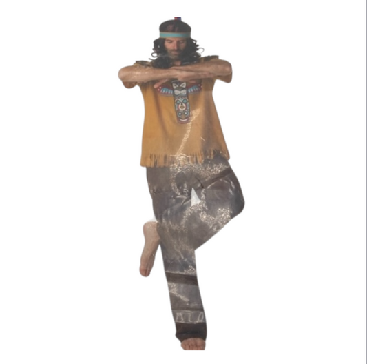 Sexy IndianTribal-Inspired Costume – Brown Pants, Printed Blouse & Matching Headband