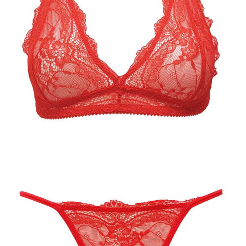 Ouno - J5295 - sexy lingerie set - 2 parts - size S/M - Red - colour giftbox