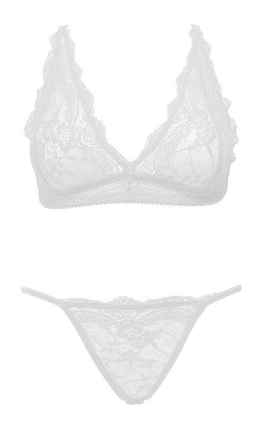 Ouno - J5295 - Sexy lingerie set - 2 parts - size S/M - White - Colour giftbox