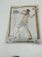 Kinky The King Men’s White Jumpsuit with Gold Stars & Matching Gold Scarf - M / L / XL