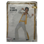 Kinky The King Men’s White Jumpsuit with Gold Stars & Matching Gold Scarf - M / L / XL