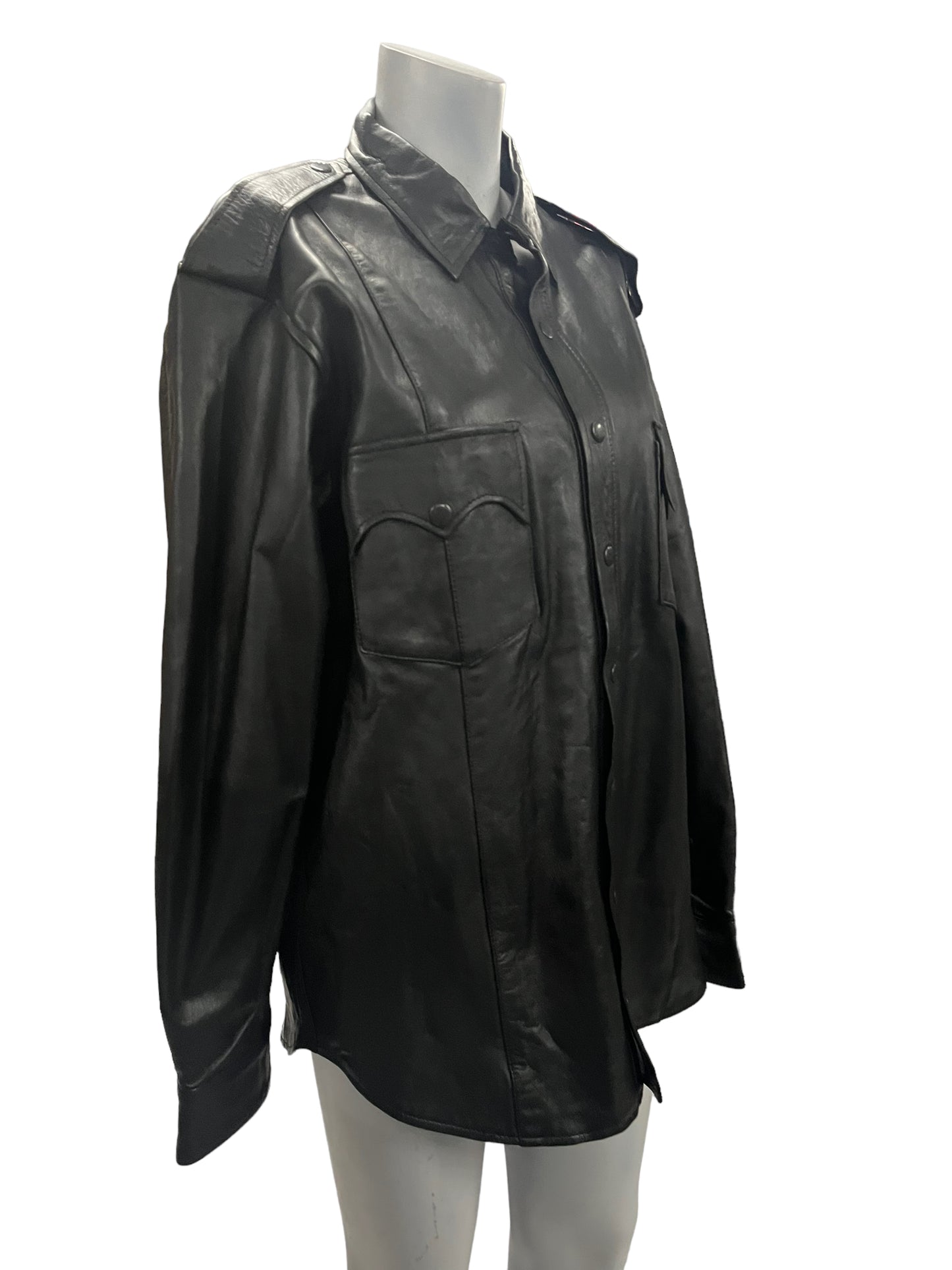 Fashion World - LL101 Black Leather Jacket - Size L