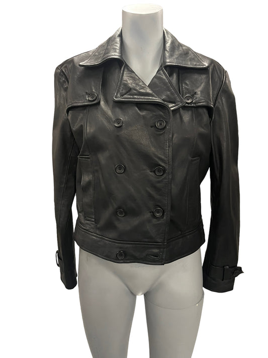 Fashion World - LL115 - Black Leather Jacket - Size S