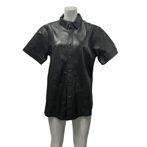 Fashion World - LL156 - Black Leather Shirt With Holes Size M