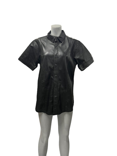 Fashion World - LL156 - Black Leather Shirt With Holes Size M