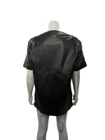 Fashion World - LL160 - Black Leather Shirt V-neck With Strings Size XL