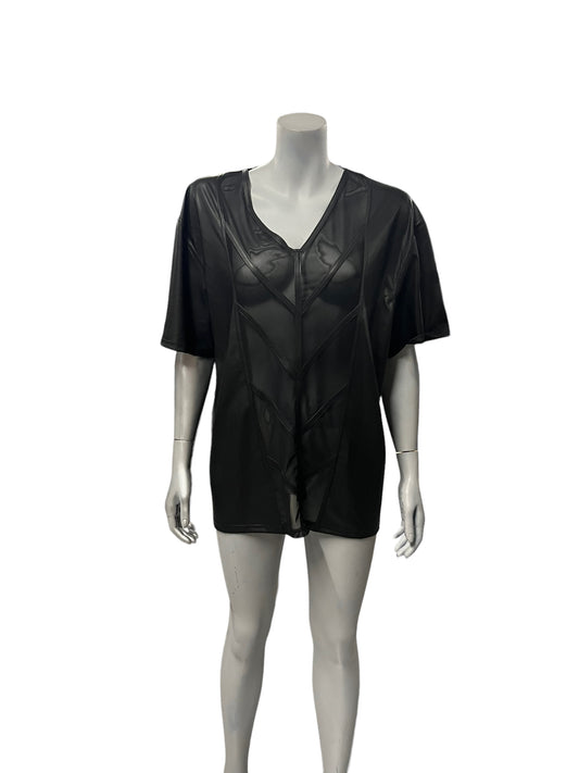 Noir - LL18 - Black Shirt with Sheer Front - Size XXL