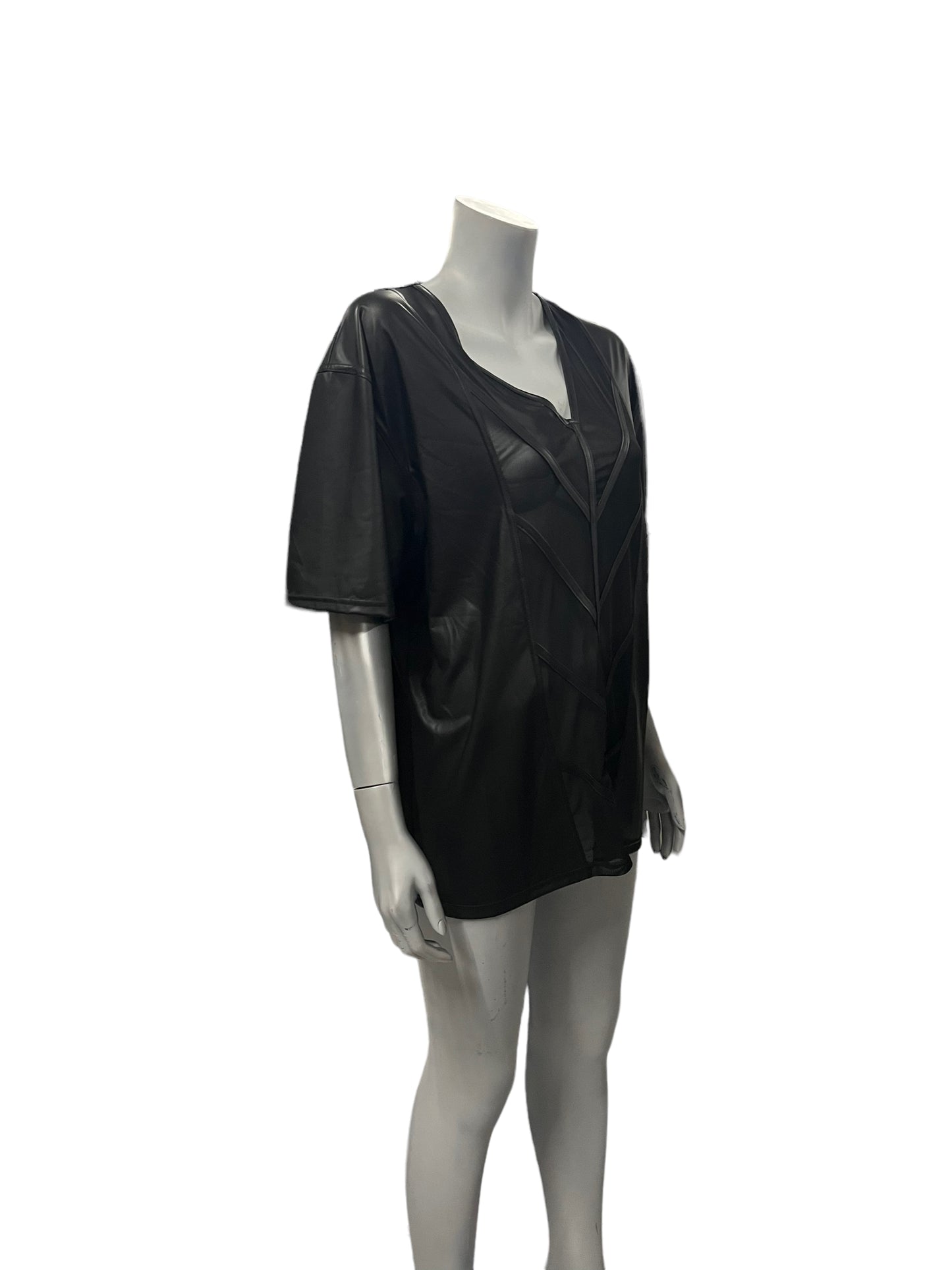 Noir - LL18 - Black Shirt with Sheer Front - Size XXL
