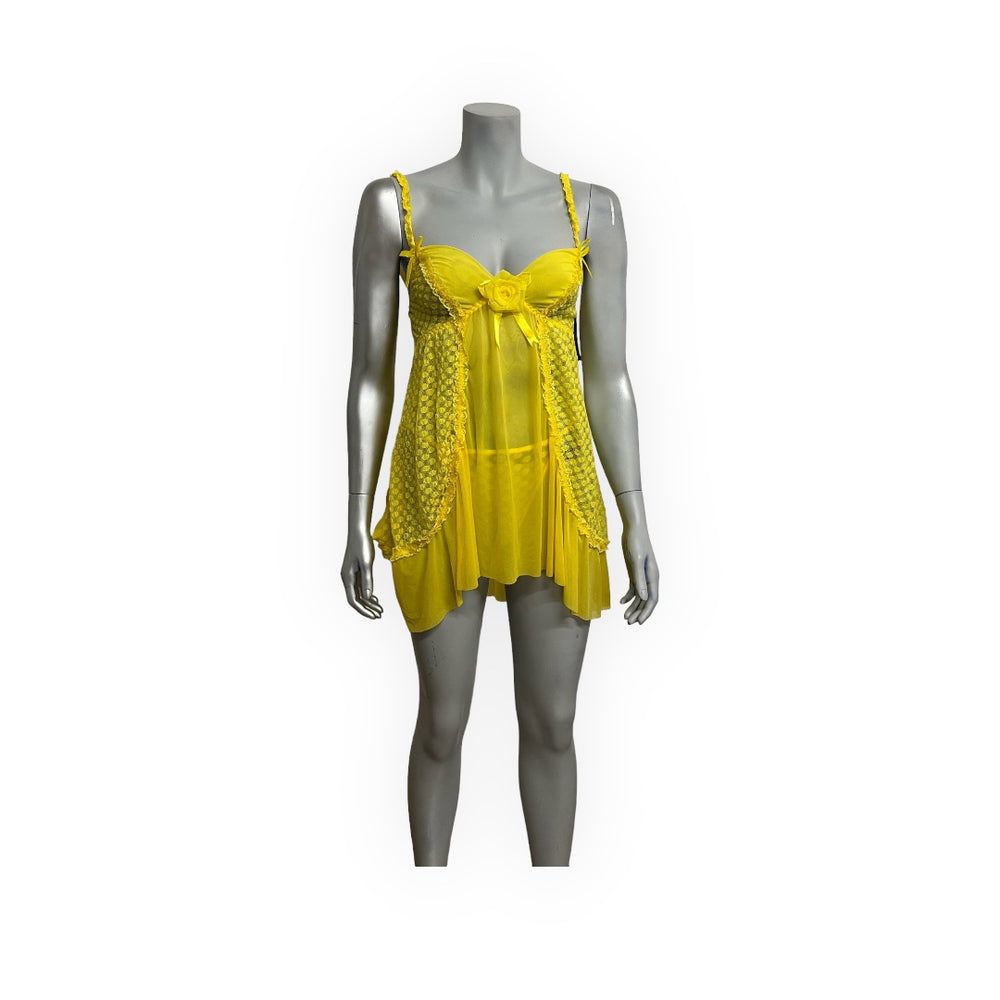 H.Nathalie - LL22 Sexy Lingerie Set - Yellow Lingerie Set - Size L