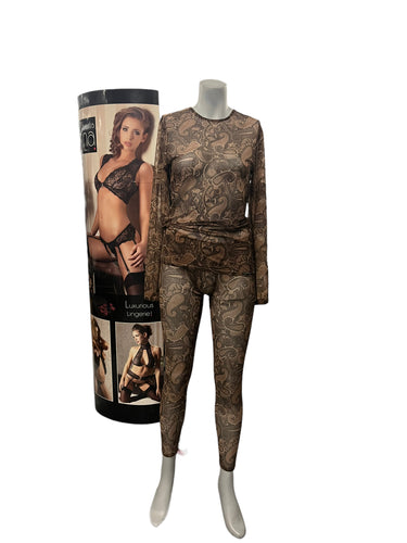 Manstore - LL28 - Brown Shirt  with Patterns - Size M or L    NO Trousers Only Shirt