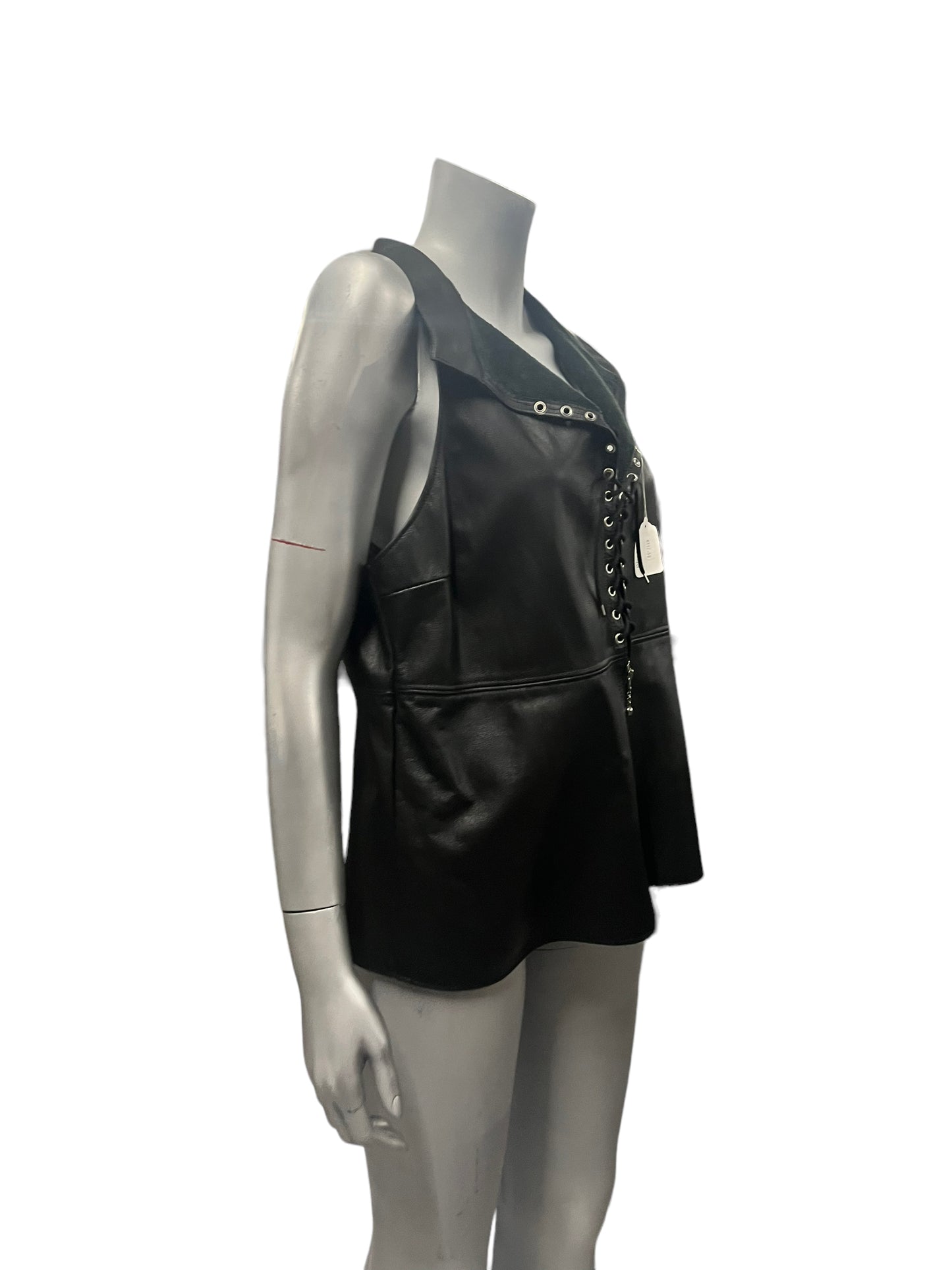 LL80 - Leather Shirt With Open Front - With Strings - Size S