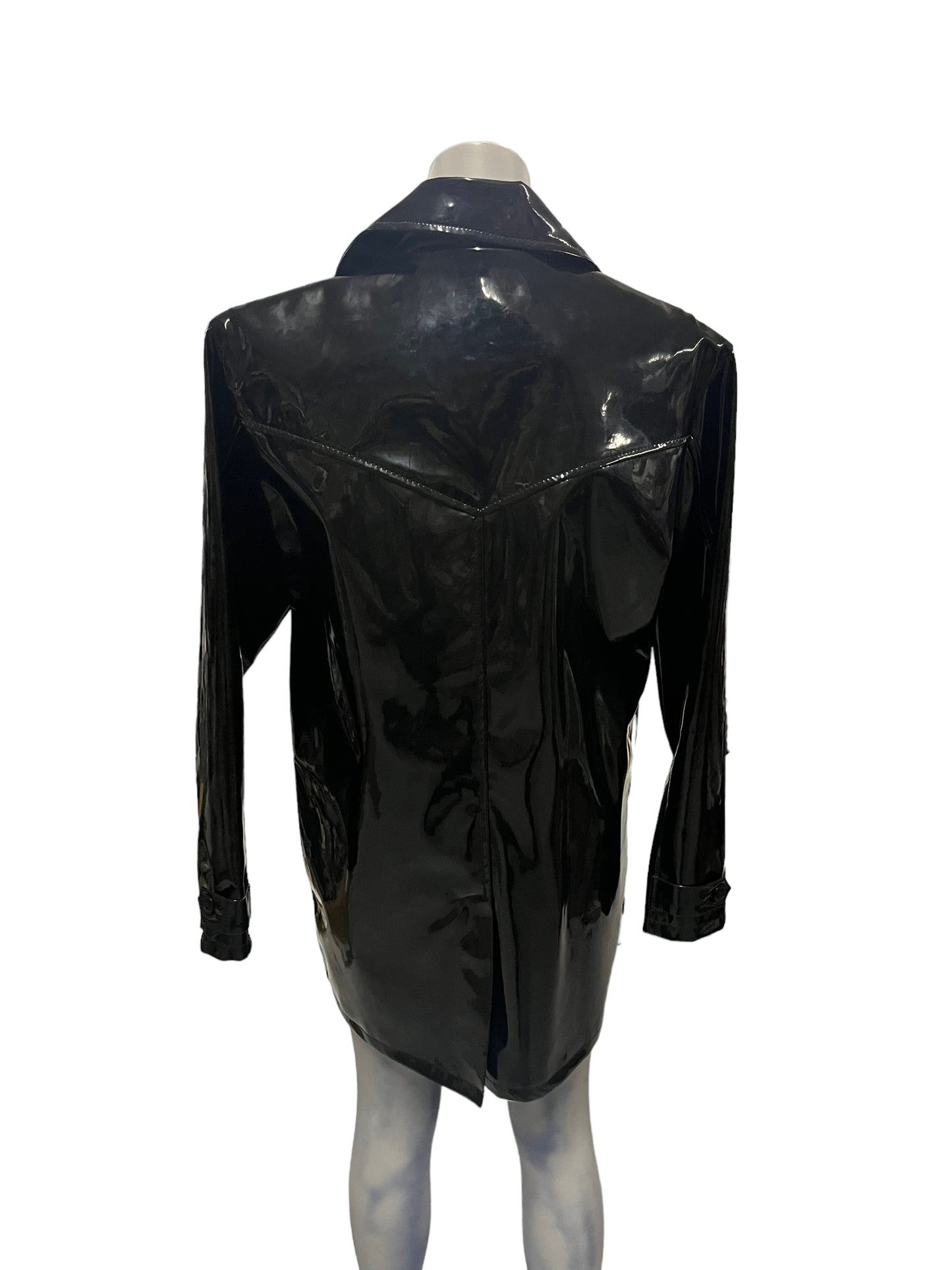 Fashion World - LL95 - Provocative Long Black Jacket With Belt - Size XL