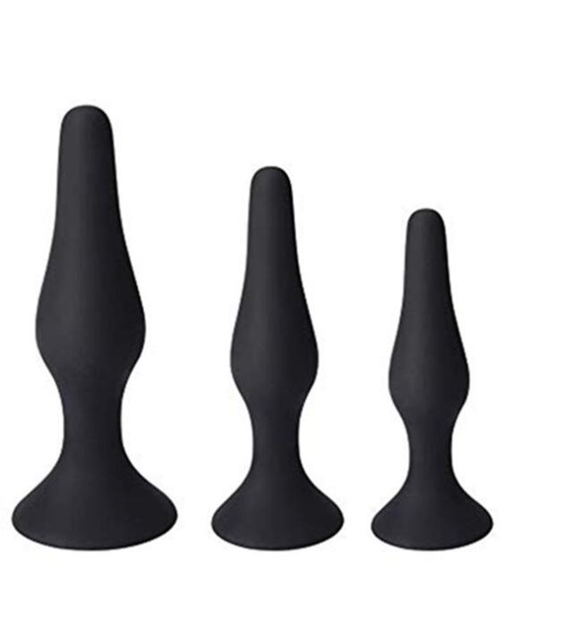 Power Escorts - BR12 - Silicone Anal Plug - 3 Pack Set - Strong Suction Cup