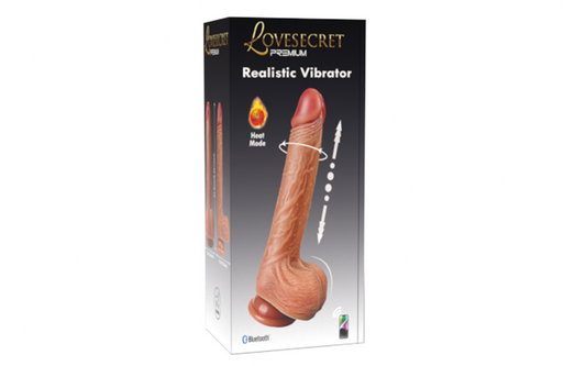 Lovesecret Premium – LS04 – Realistic Vibrator with Big Balls – App-Controlled - Up & Down / Heated / Thrusting / Shaking Modes – Flesh Color