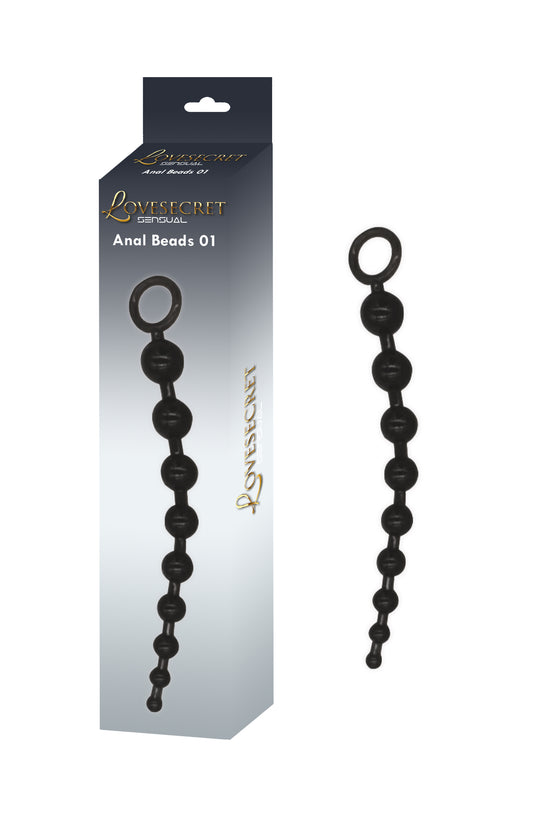Lovesecret Sensual - LS24 - Anal Beads Black - 30 cm / 11.8 inch, Max Ø 3.5 cm / 1.4 inch
