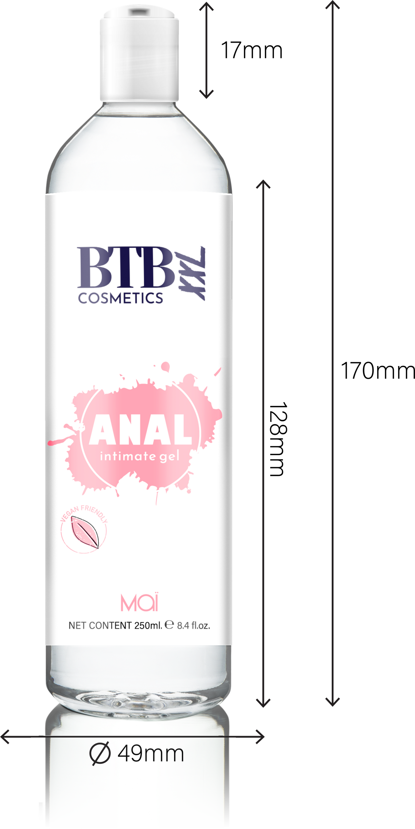 BTB Cosmetics Vegan Anal Relax Water Based Lubricant XL 250 ML - LT2382