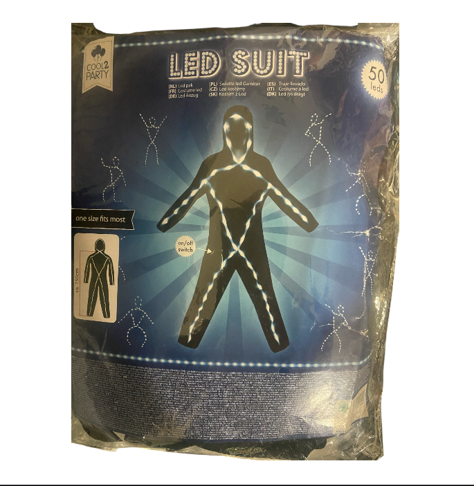 LED Suit – 50 Bright LEDs with On/Off Button – Light-Up Party & Event Costume Size S/M