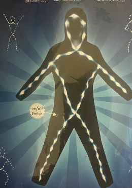 LED Suit – 50 Bright LEDs with On/Off Button – Light-Up Party & Event Costume Size S/M